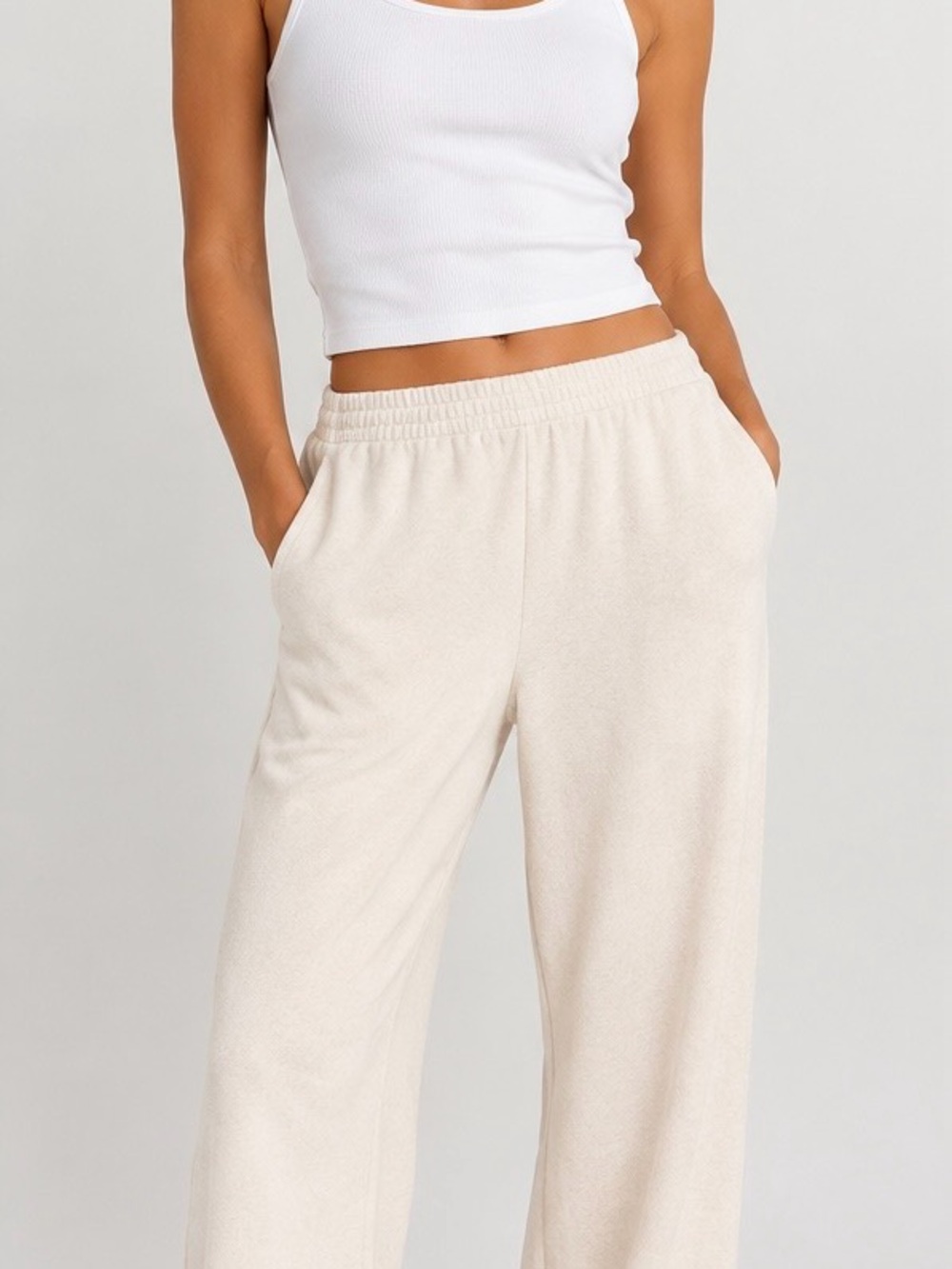 Vince Cream Wide-Leg Pull-On Track/lounge Pants nwt Sz L